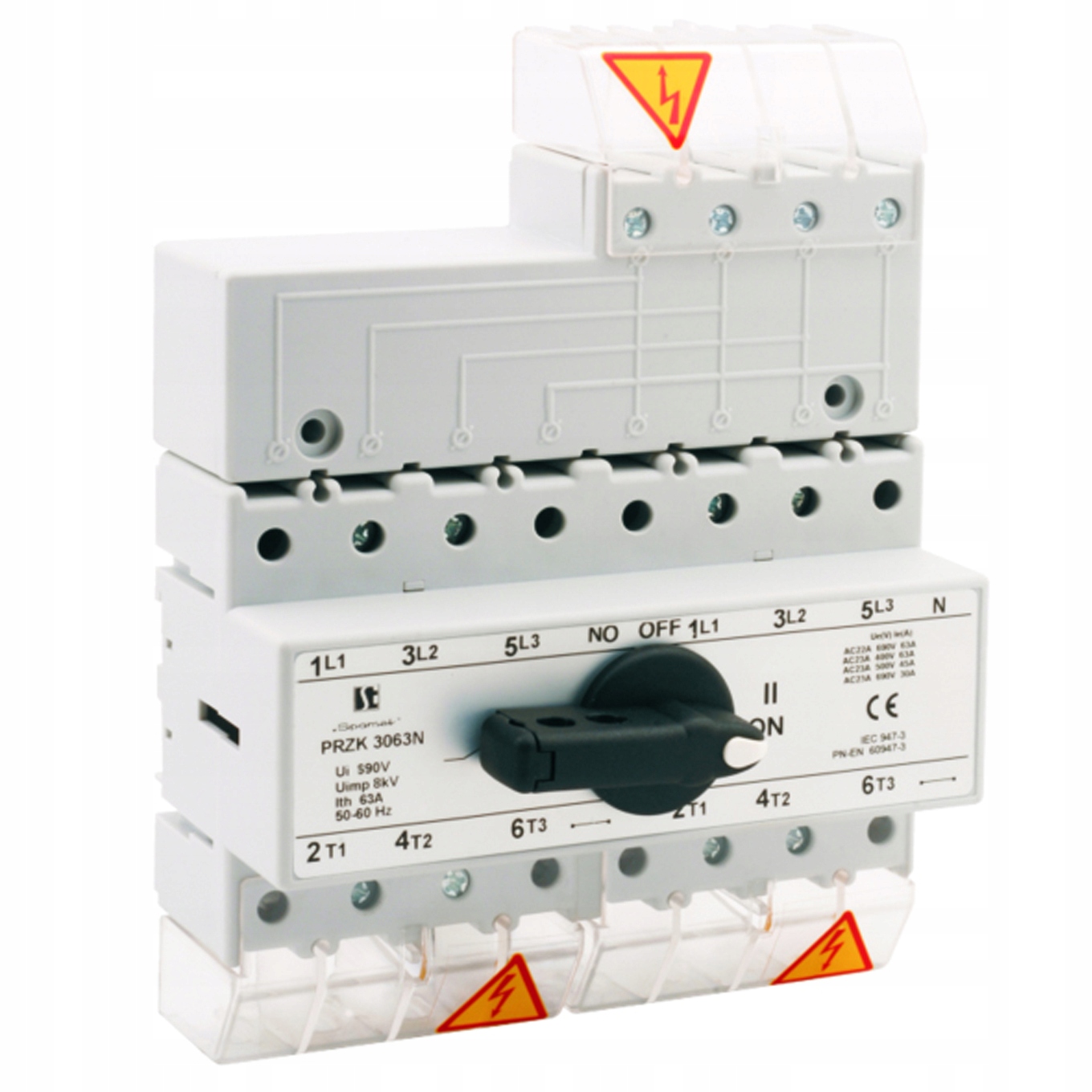 Prepínač výberu napájania sieťový agregát 63A 4P