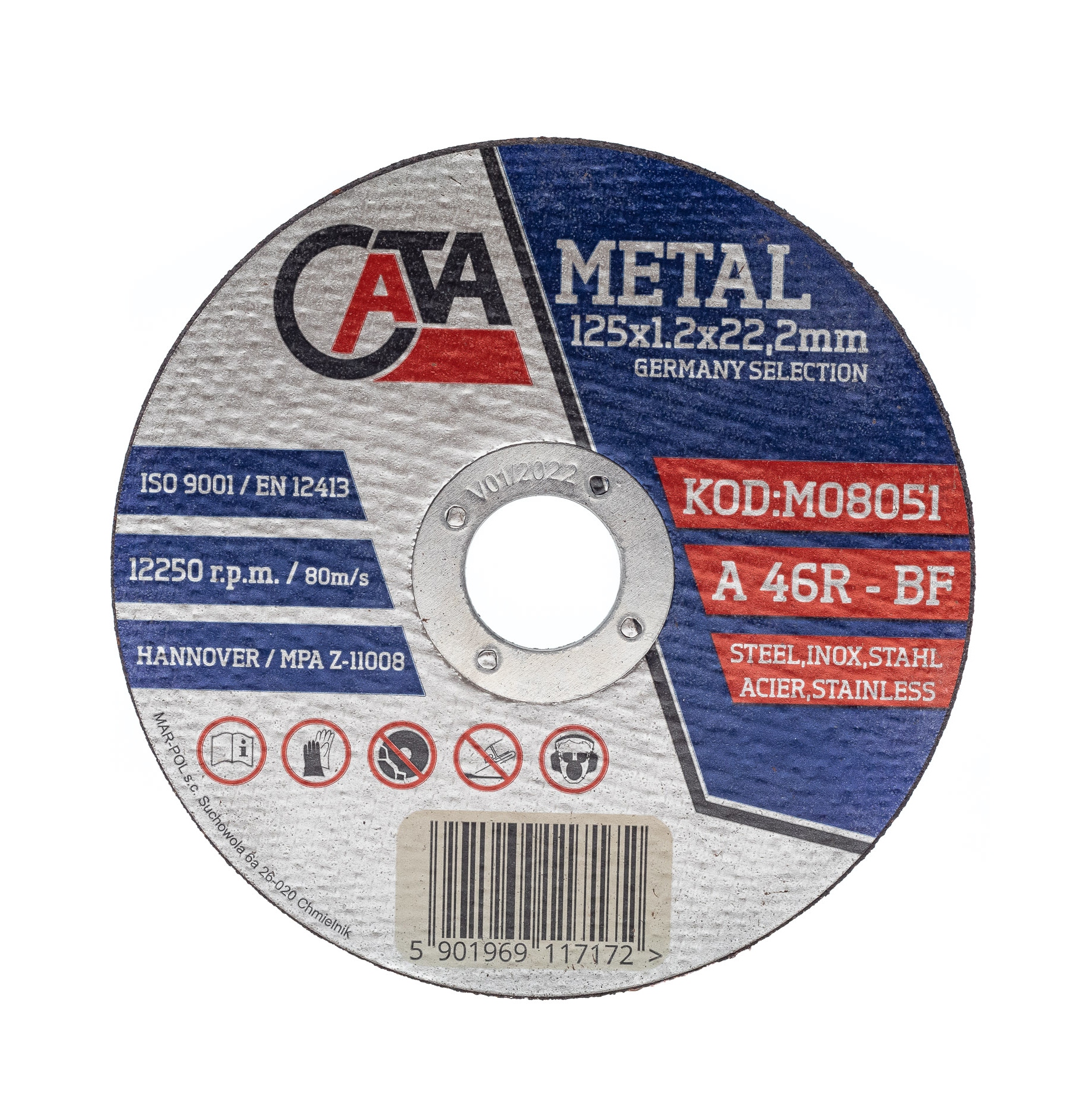 TARCZA CIĘCIA METALU inox 125 x 1,2 x 22,2