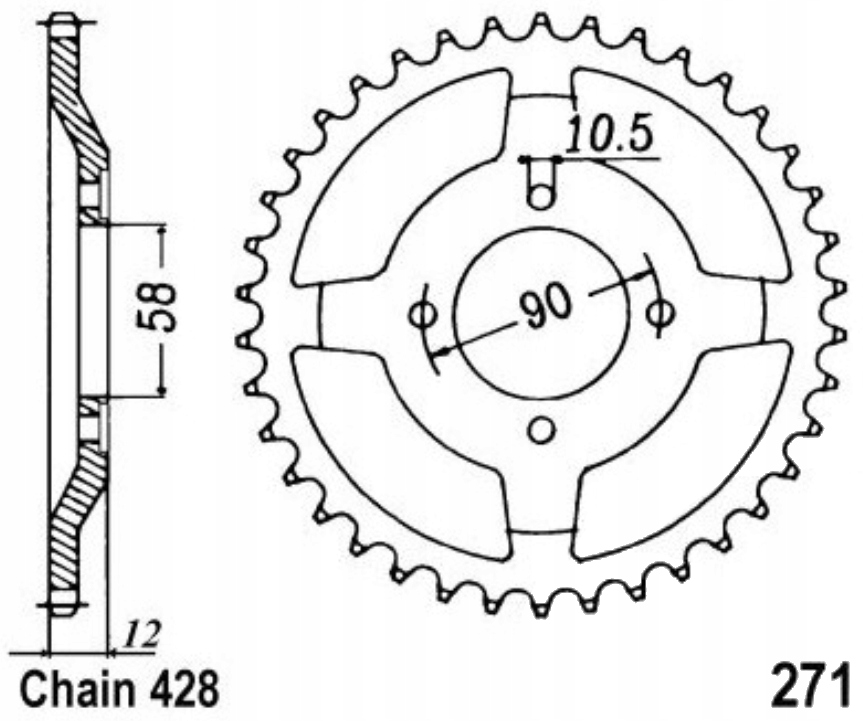 

Zębatka tylna 428 Jtr 50Z Honda Nx 125 Transcity