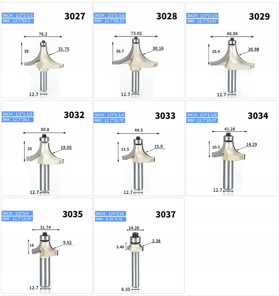 Frez zaokrąglający do drewna łożysko 76,2 mm 3027 Marka inna