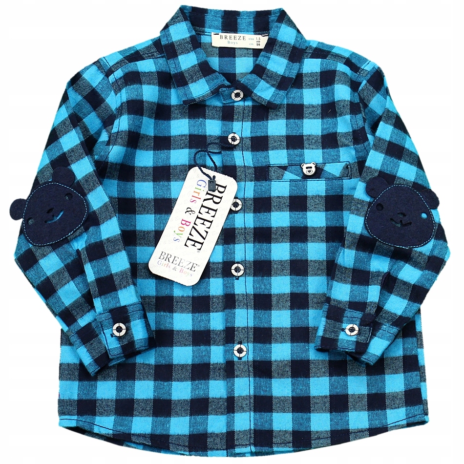 

Koszula Kratka Łatki Misie Niebieska 74/80 GH515