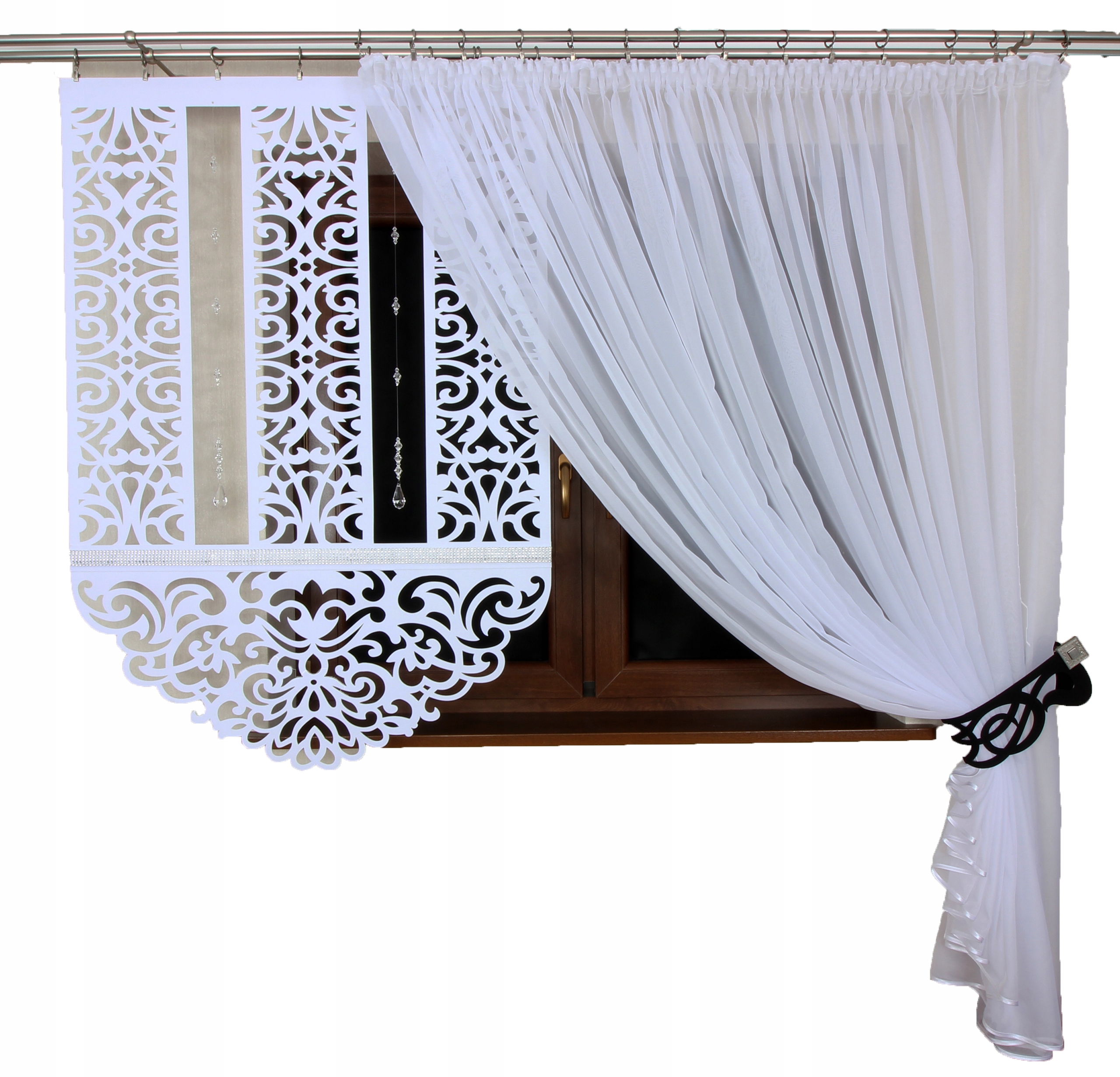 Kmpl firan Klara 3 panel z koralikami ażur Kolory • Cena, Opinie