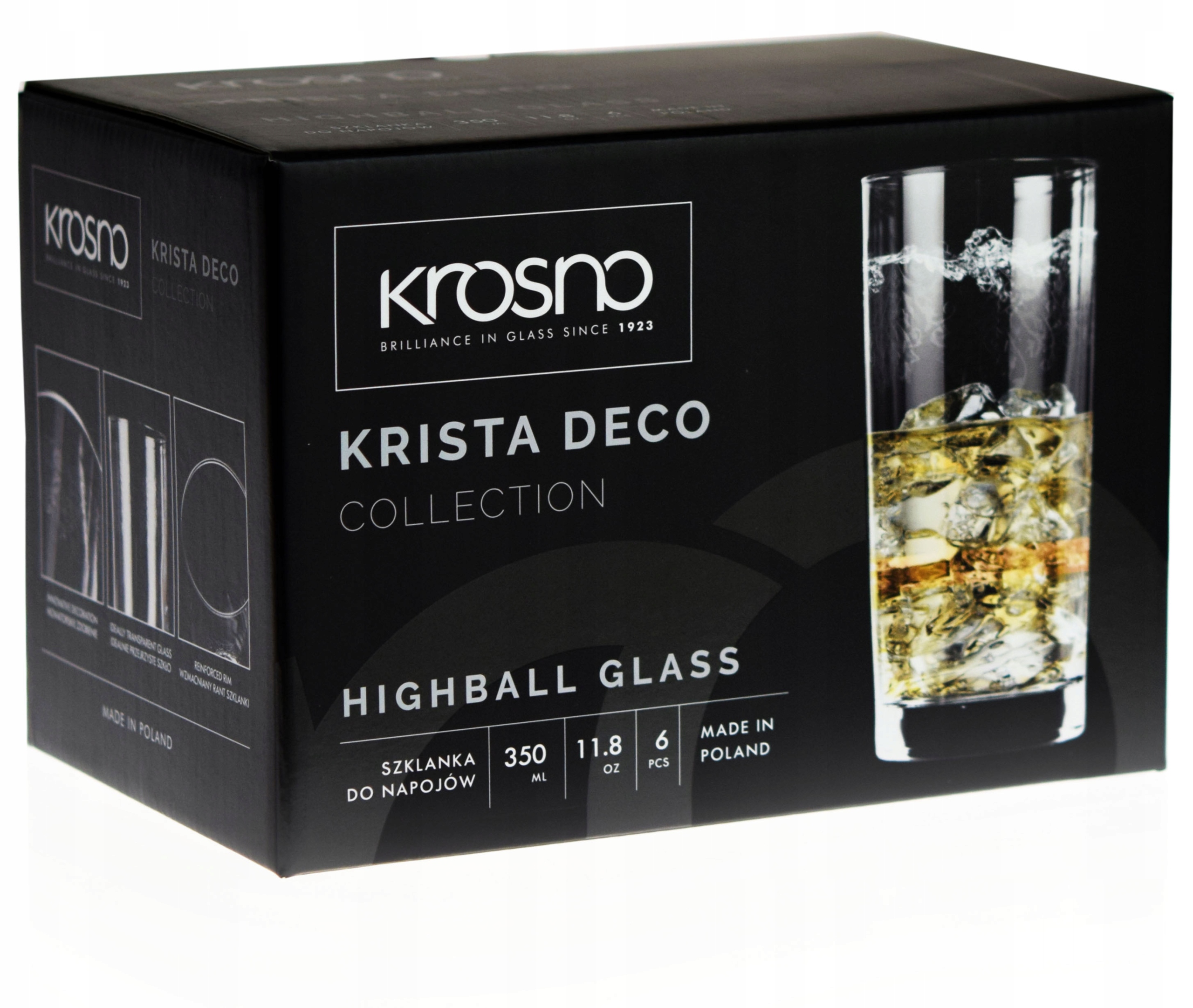 

Szklanki long drink soku Krosno Krista Deco 350ml