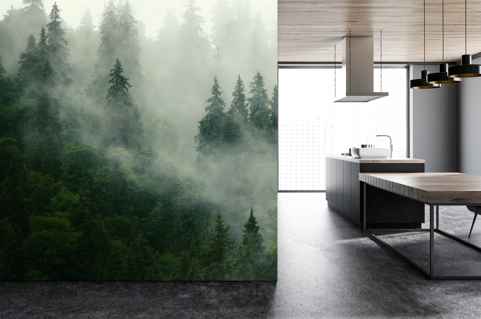 Fototapeta las we mgle Rodzaj flizelinowa