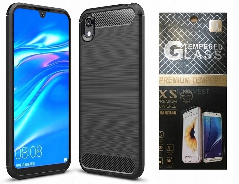 

Karbon Etui Carbon Case Huawei Y5 2019 + Szkło