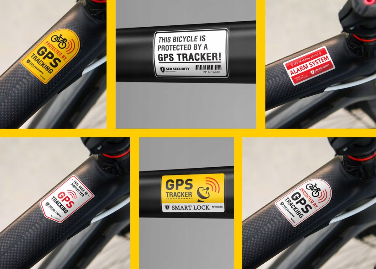 Naklejka ostrzegawcz GPS TRACKER ALARM SYSTEM DA41 Długość 50 mm