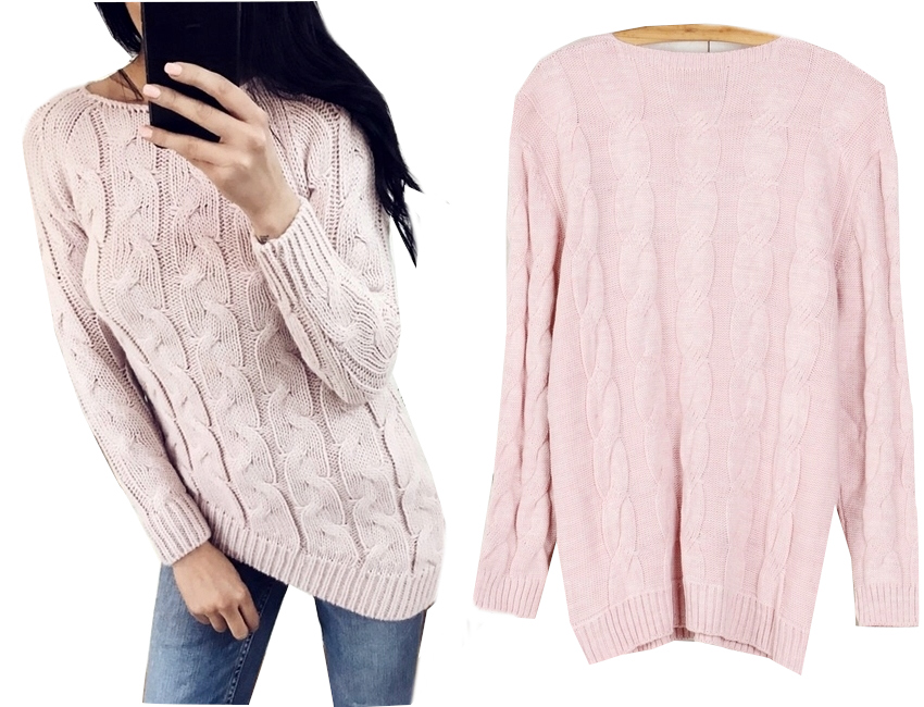 CIEPŁY SWETER TŁOCZONY WARKOCZ KLASYK 152