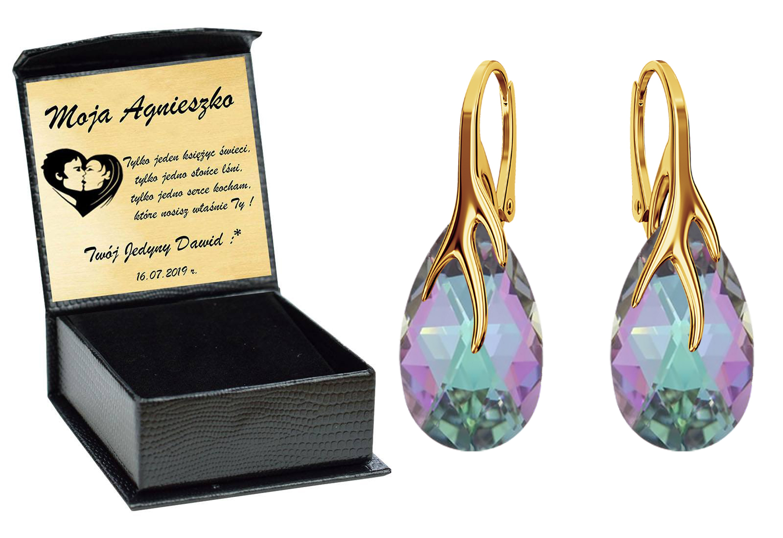 

Drapieżne Kolczyki Swarovski Złote 925 Grawer