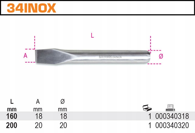 PRZECINAK PŁASKI 200MM INOX BETA 34INOX/200 Marka Beta