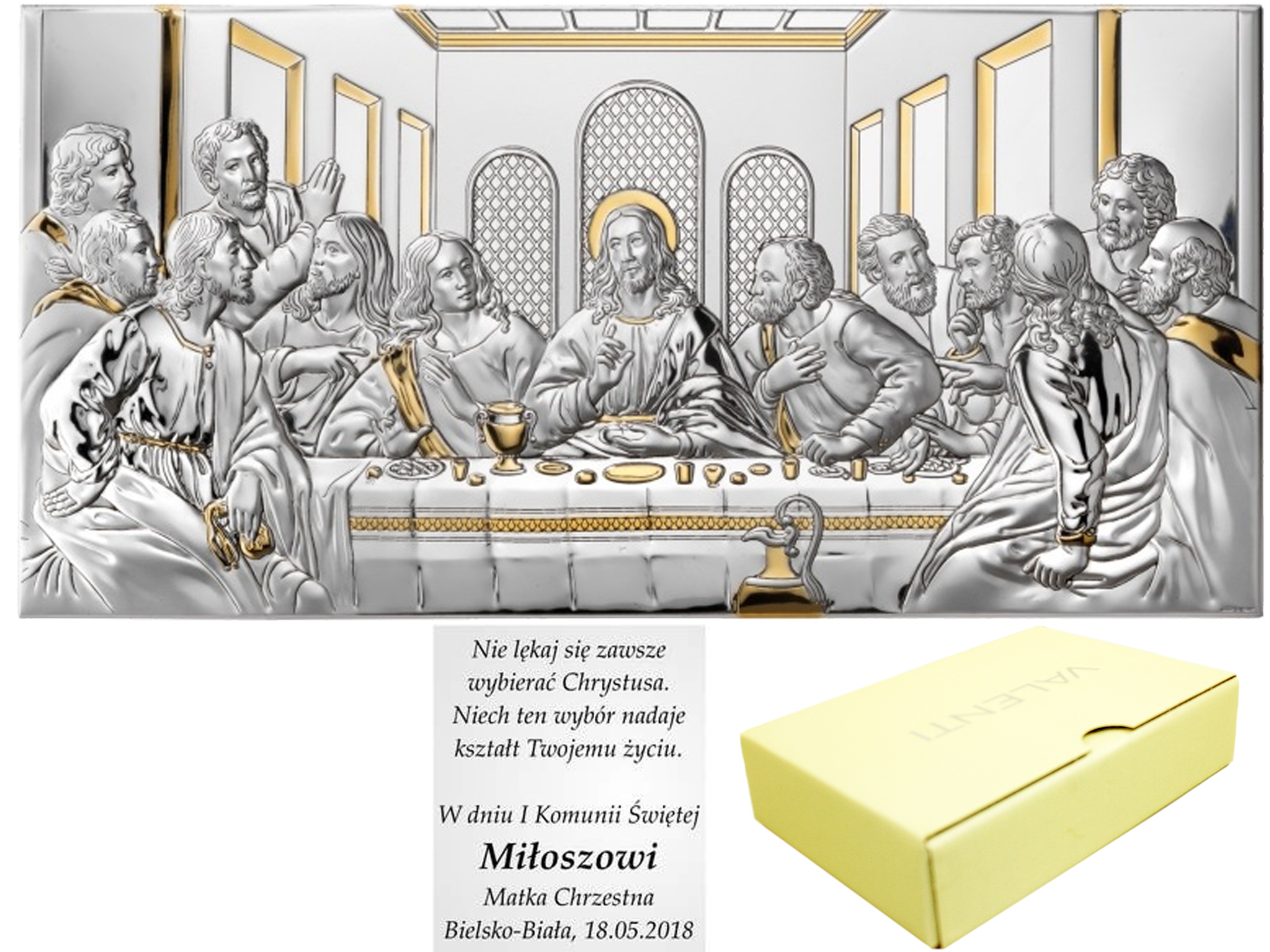 Stříbrná Poslední Večeře Obraz S Gravírováním 39x19