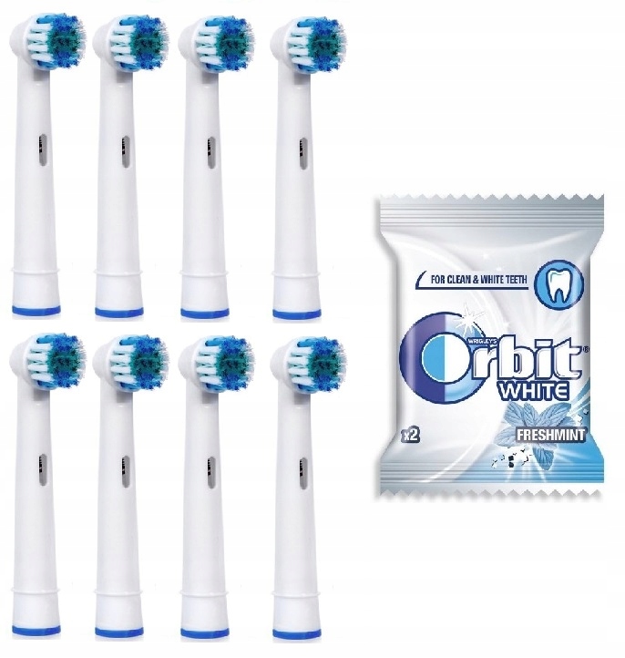 8x НАСАДКИ для зубной ЩЕТКИ ORAL B BRAUN + ПОДАРОК