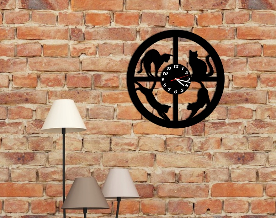 zegar ścienny kot kotek kotki cichy duży 38 cm Typ ścienny