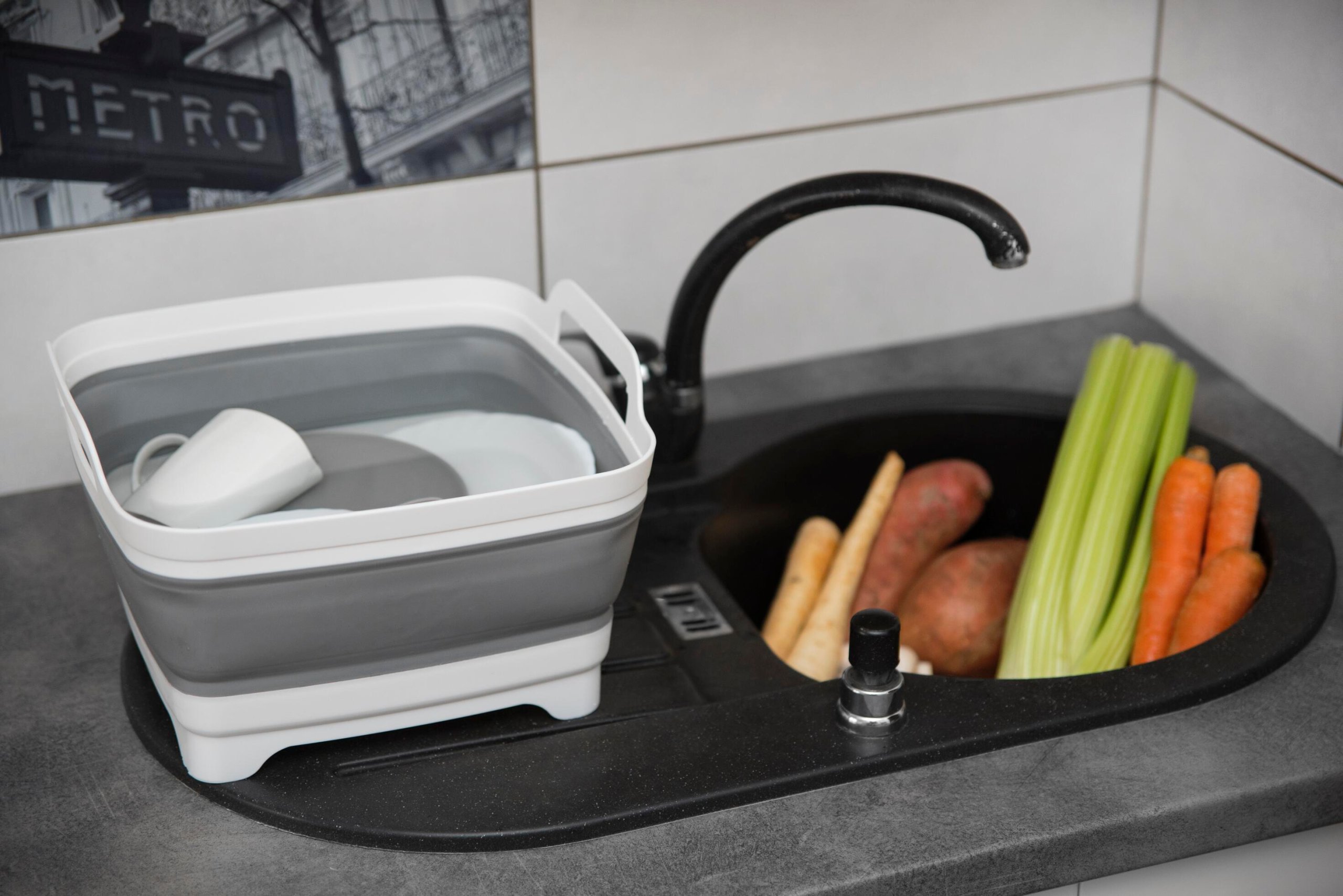 Zlew miska z odpływem składana 7L COMPACT 30,5x30x20cm Model Compact