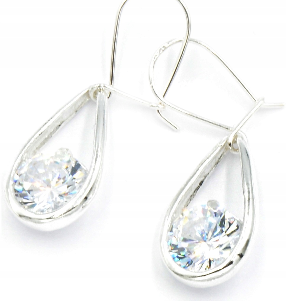 

Srebrne Kolczyki Wiszące Z Cyrkonia!