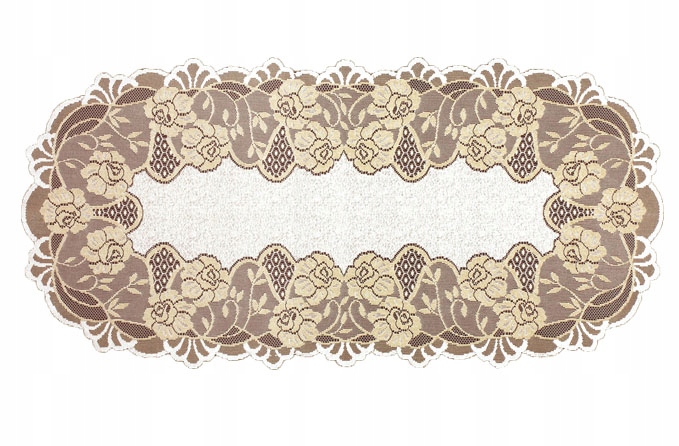 

Kremowy Bieżnik Żakardowy 20260 Owalny 135x65 CM