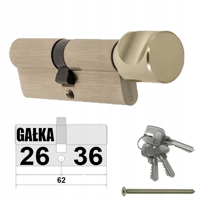 

Wkładka Gałka 26/36 Alubrass Mosiądz Satyna