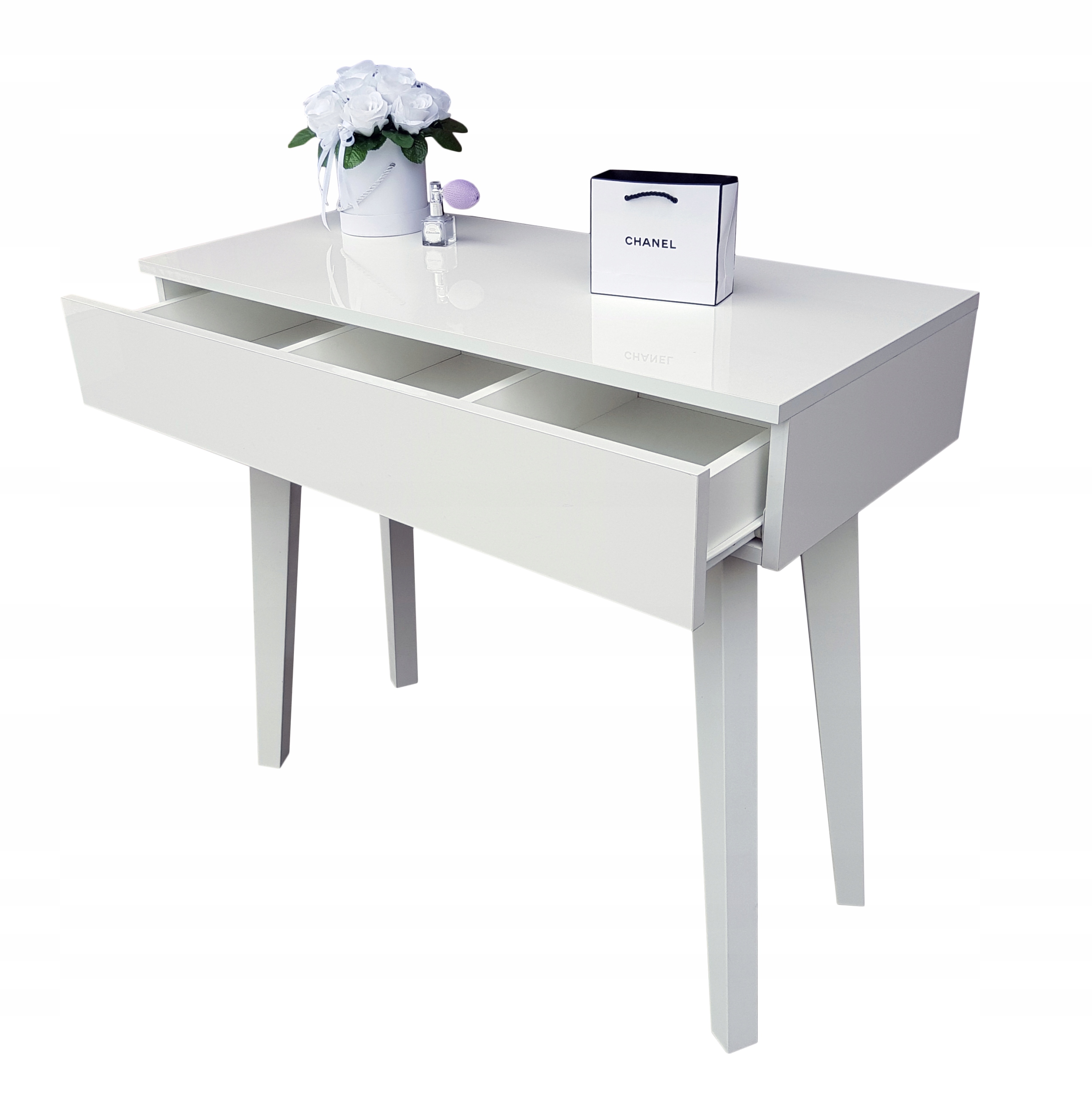 Biela Toaletka, Škandinávsky Štýl, Drevené Nohy