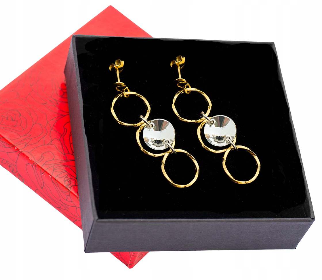 

Potrójne Koła Kółka Kolczyki Rivoli Swarovski 925