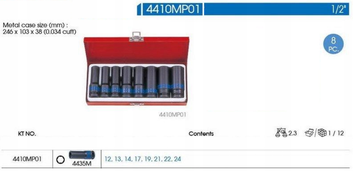 NASADKI UDAROWE DLUGIE 1 2 12 24 6KT KING TONY 8sz Producent code 4410MP01