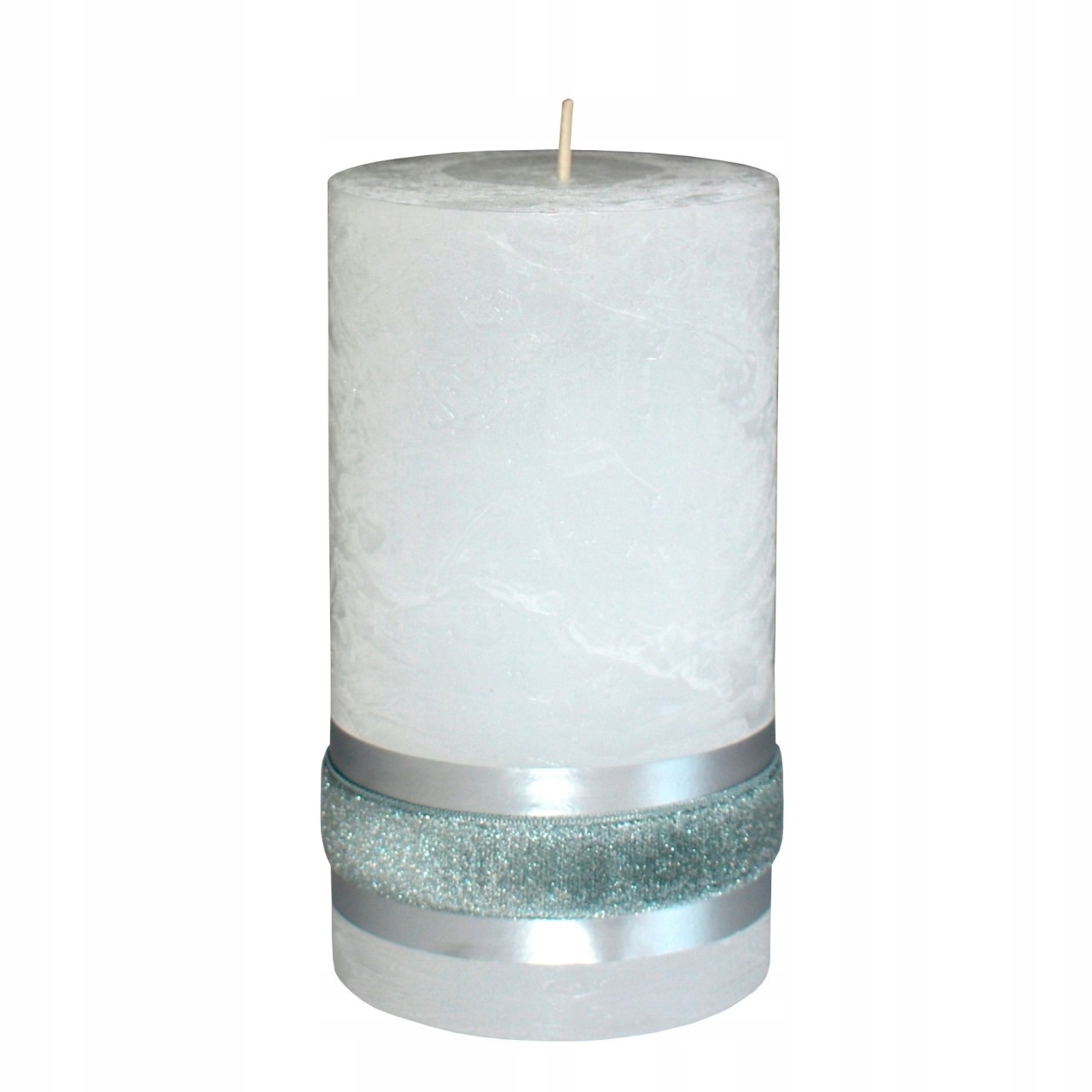 ŚWIECA ŚWIECZKA WALEC ELEGANCKA OZDOBNA BIAŁA