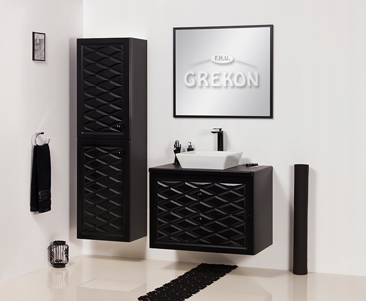 Lustro w czarnej ramie aluminiowej łazienka 90x80 Wysokość 800 mm