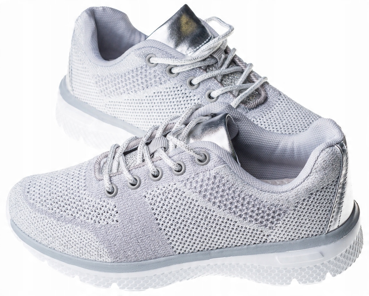

Clibee Buty Sportowe Dziewczęce Srebrne Siatka 33