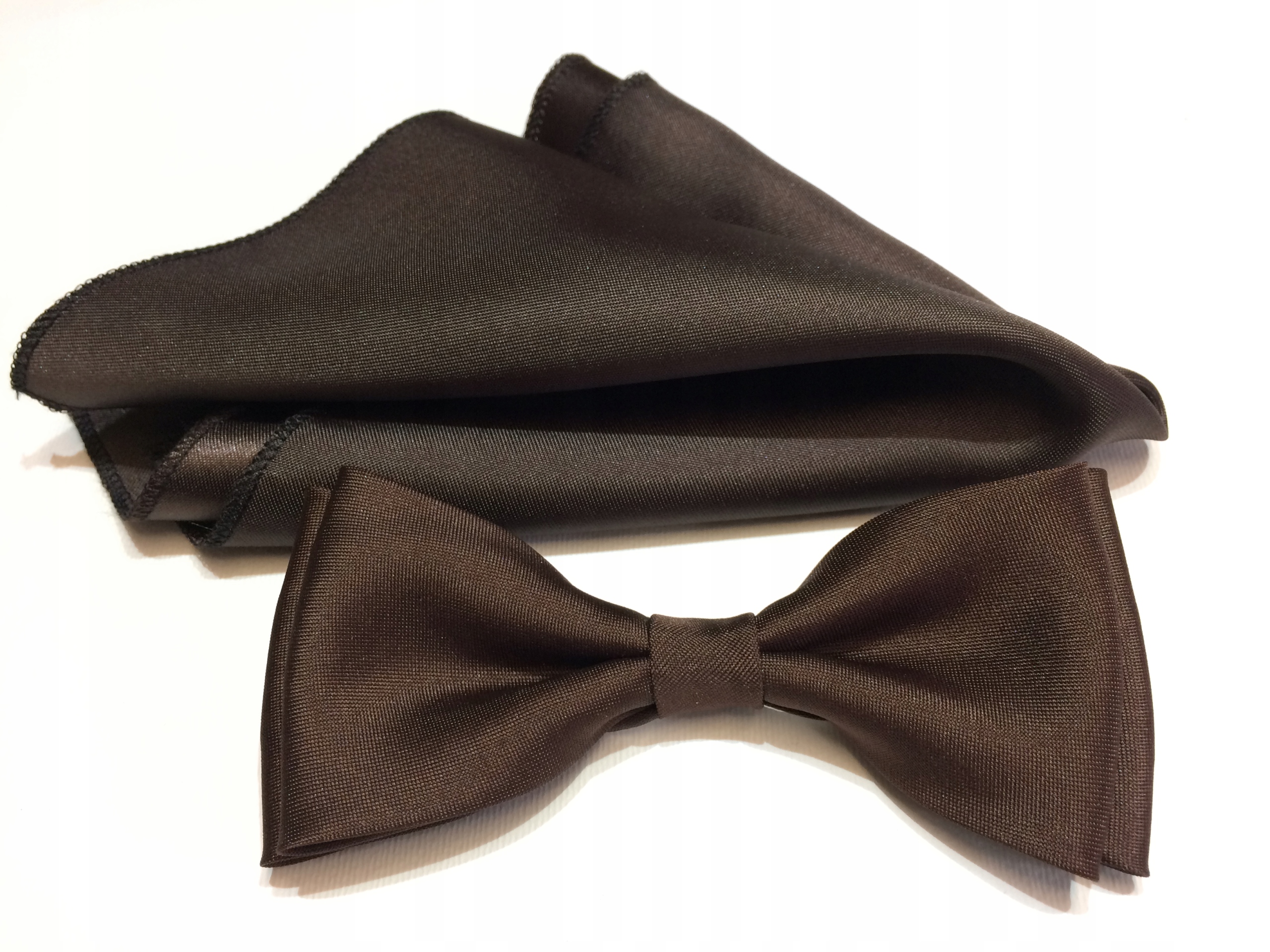 

Brązowa Mucha Z Poszetką-chusteczką Wypustką