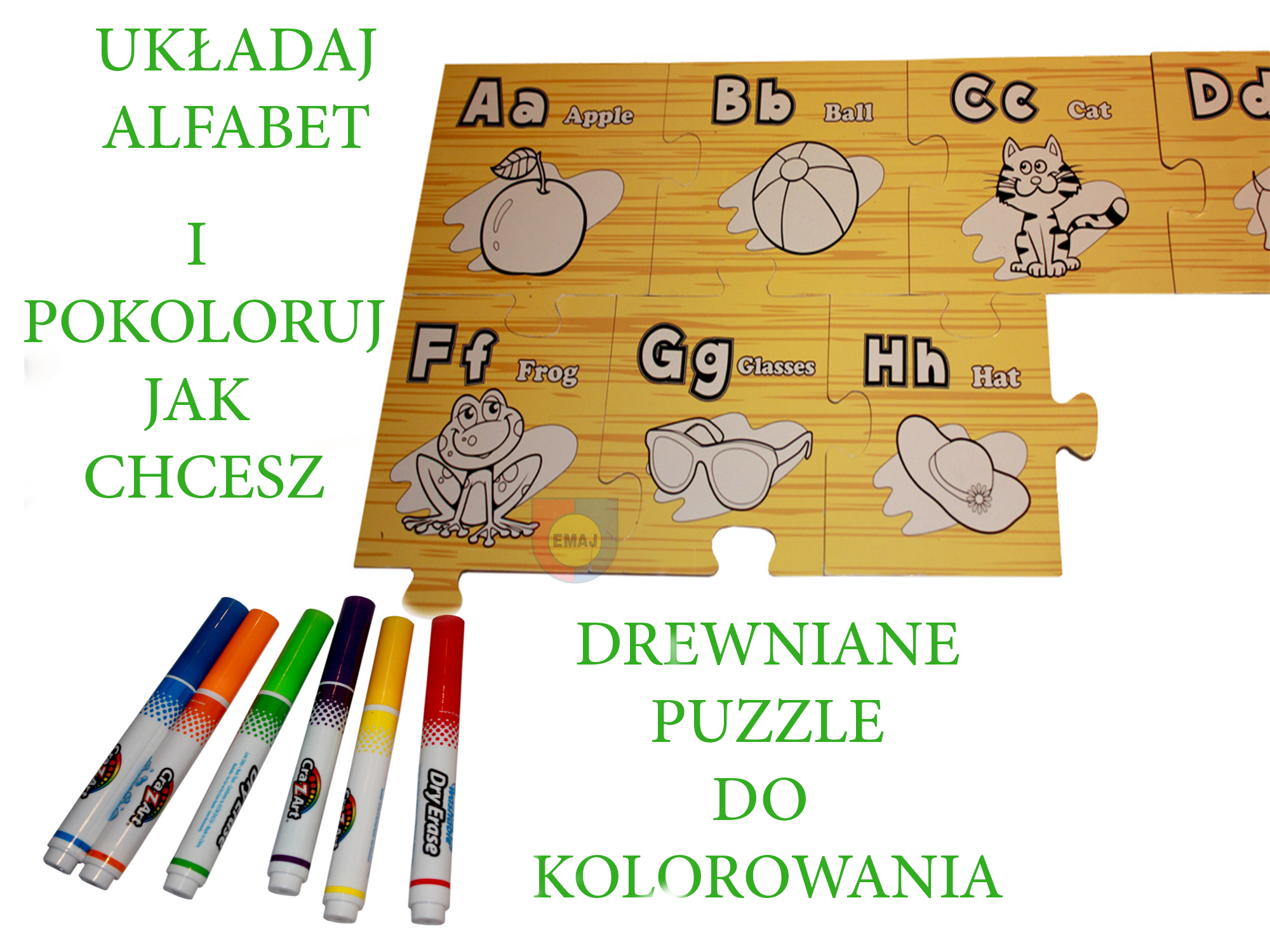 PUZZLE DREWNIANE DO KOLOROWANIA E0297 EMAJ Bohater brak