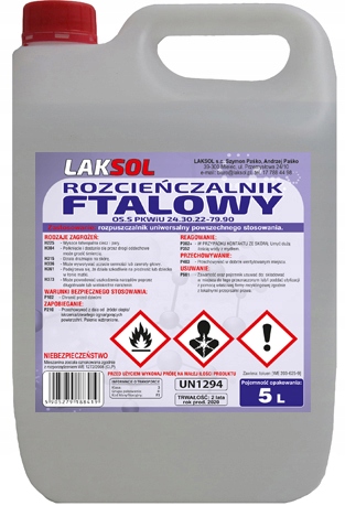 ROZPUSZCZALNIK ROZCIENCZALNIK FTALOWY 4x 5L 20L Packaging Volume 20000 ml