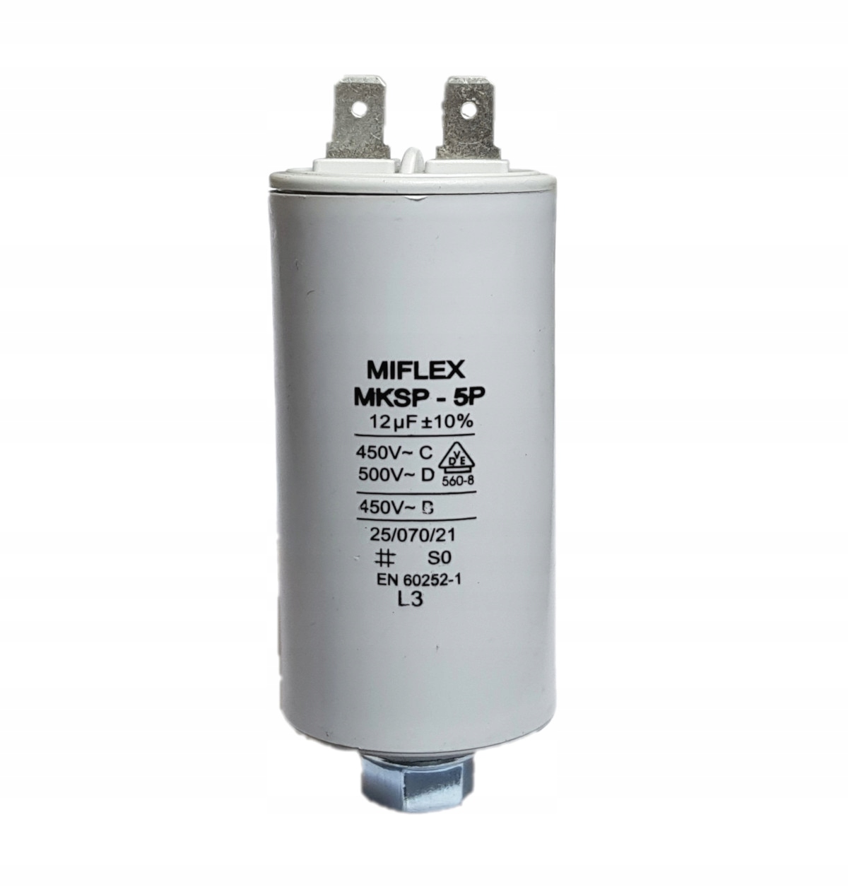 

Kondensator rozruchowy silnika 12uF 450V Miflex s.