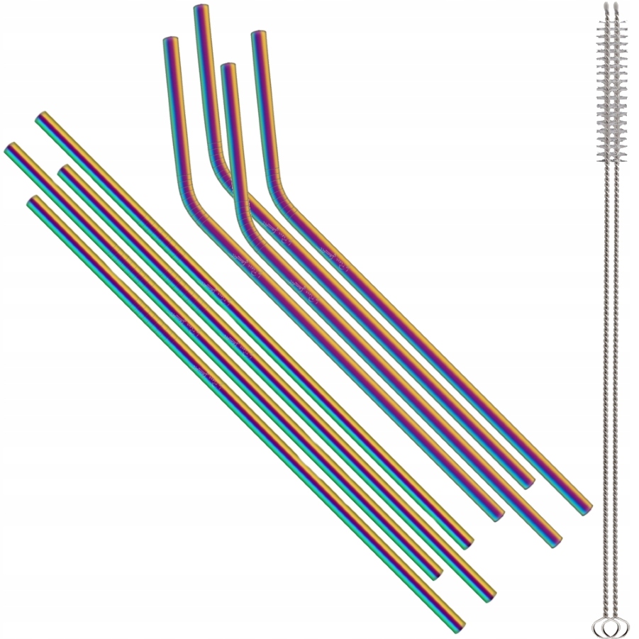 METALOWE SŁOMKI TĘCZOWE ZE SZCZOTECZKĄ LT7053 LAMART