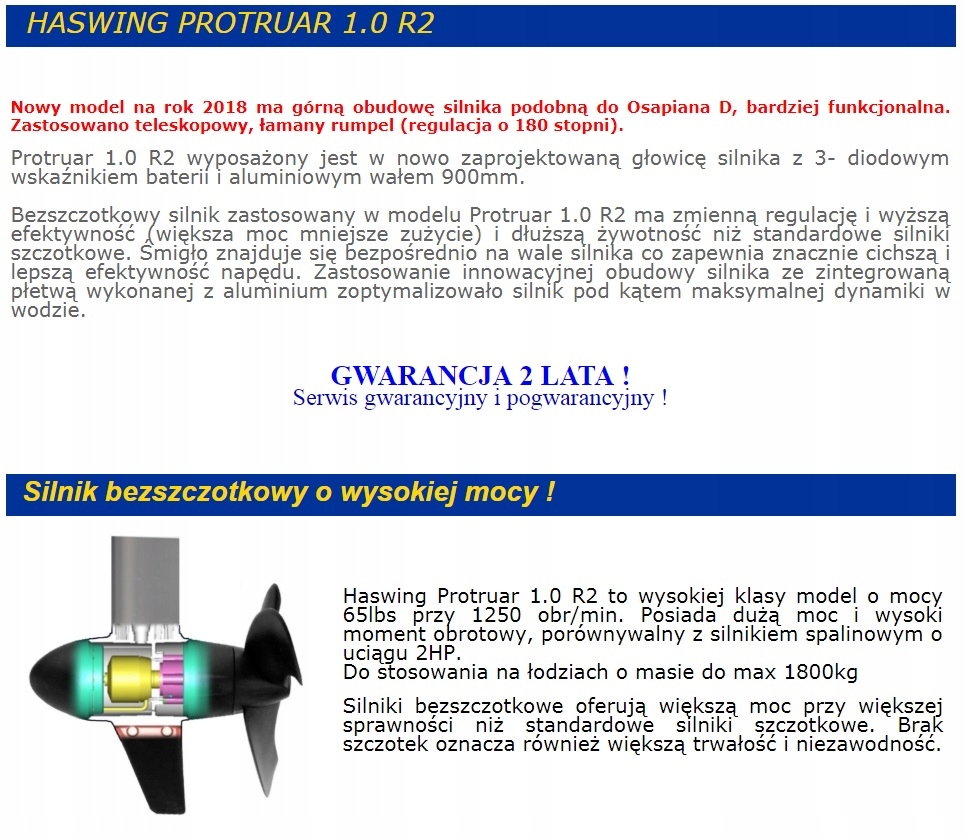 SILNIK ELEKTRYK BEZSZCZOTKOWY HasWing PROTRUAR 65 Kod producenta 91056