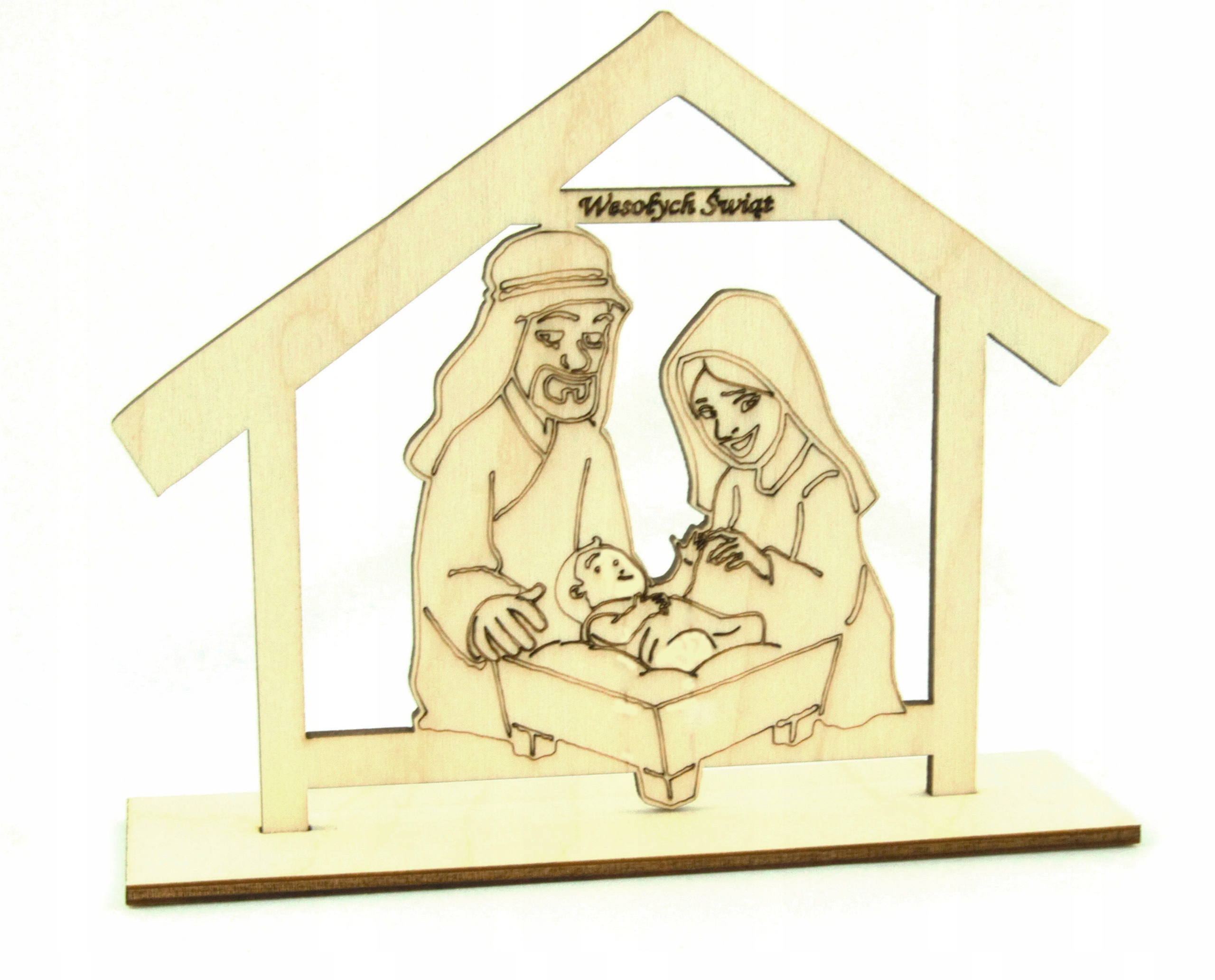 Drewniana szopka święta Rodzina dekoracja 12x15 cm