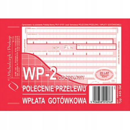 

449-5M Polecenie Przelewu Wpłata Gotówkowa