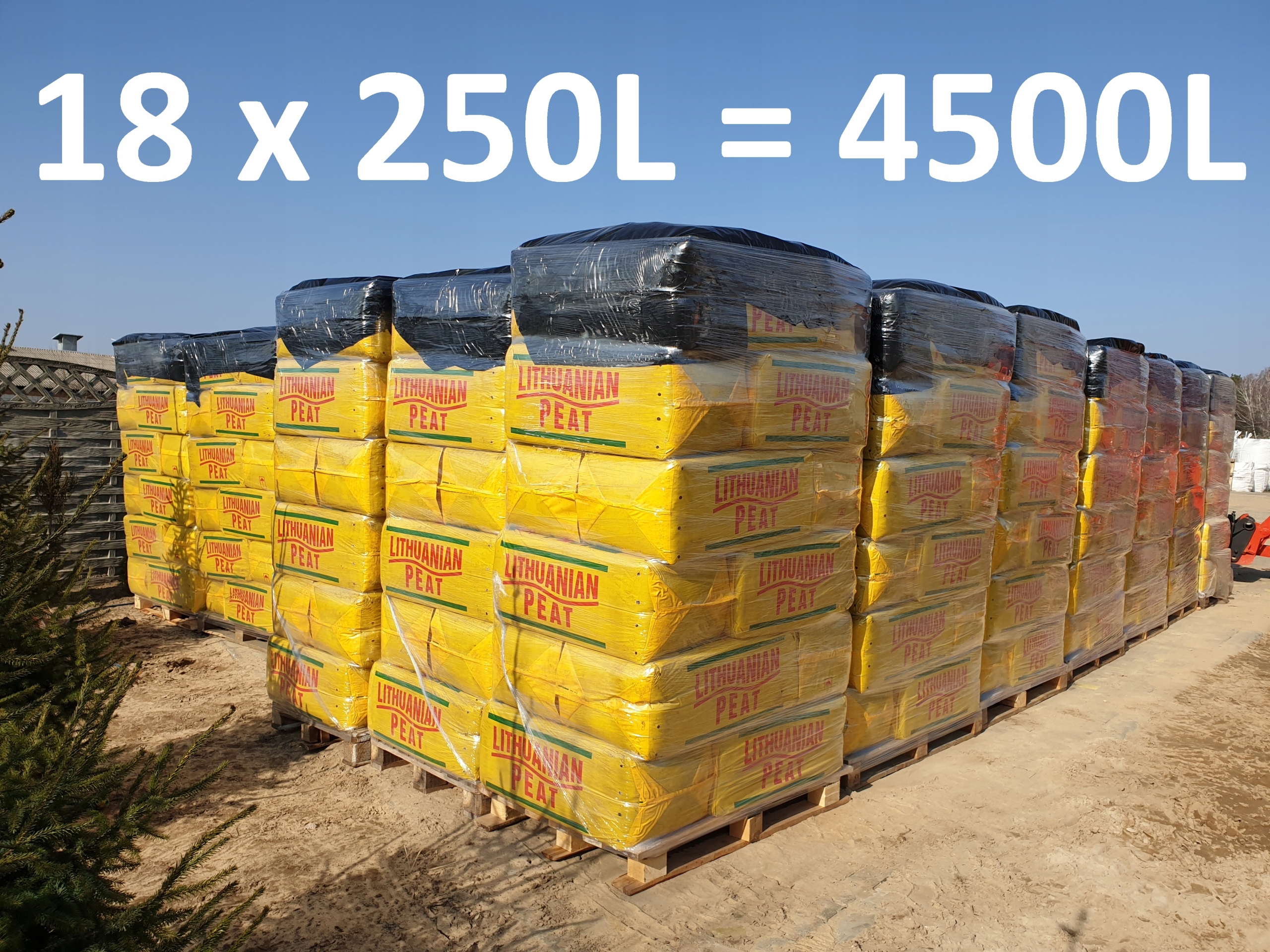 18x Torf Kwaśny HIT 250L wysyłka paleta borowka Marka Lithuanian Peat