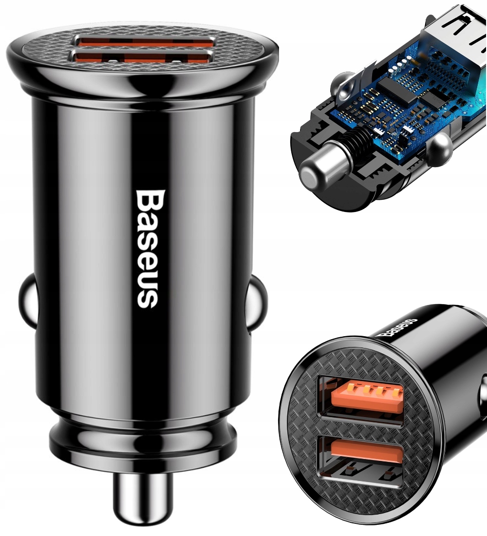 

Baseus Ładowarka Samochodowa 2xUSB Scp Afc Qc 3.0