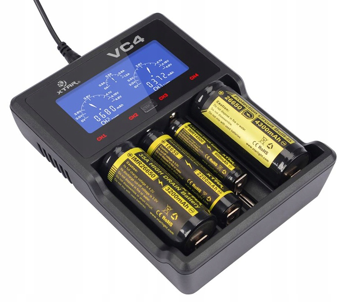 ŁADOWARKA DO BATERII AA 18650 26650 25500 R14 R20 Model VC4