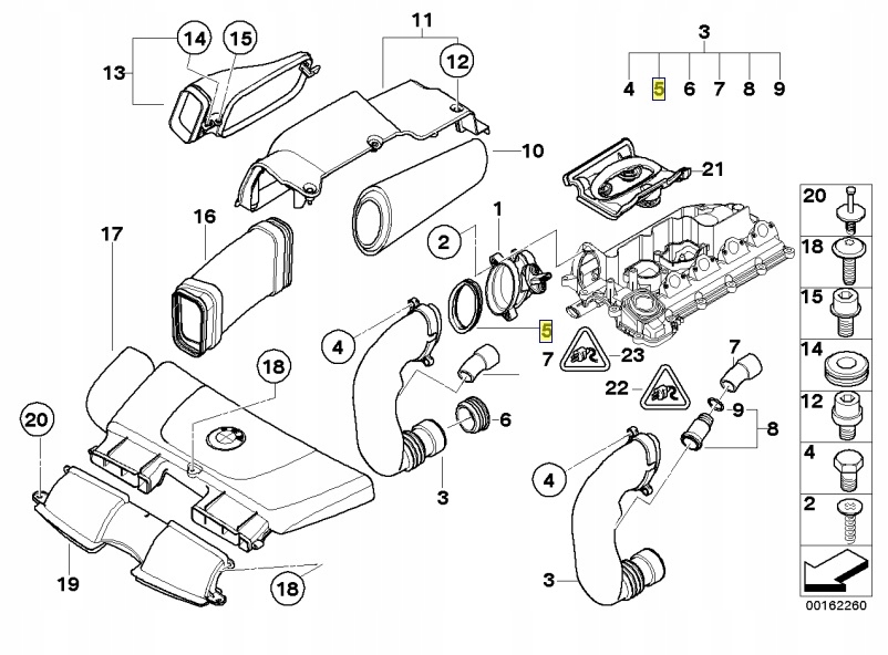 BMW uszczelka przewodu przepływomierza M47 Numer katalogowy części 13712247395