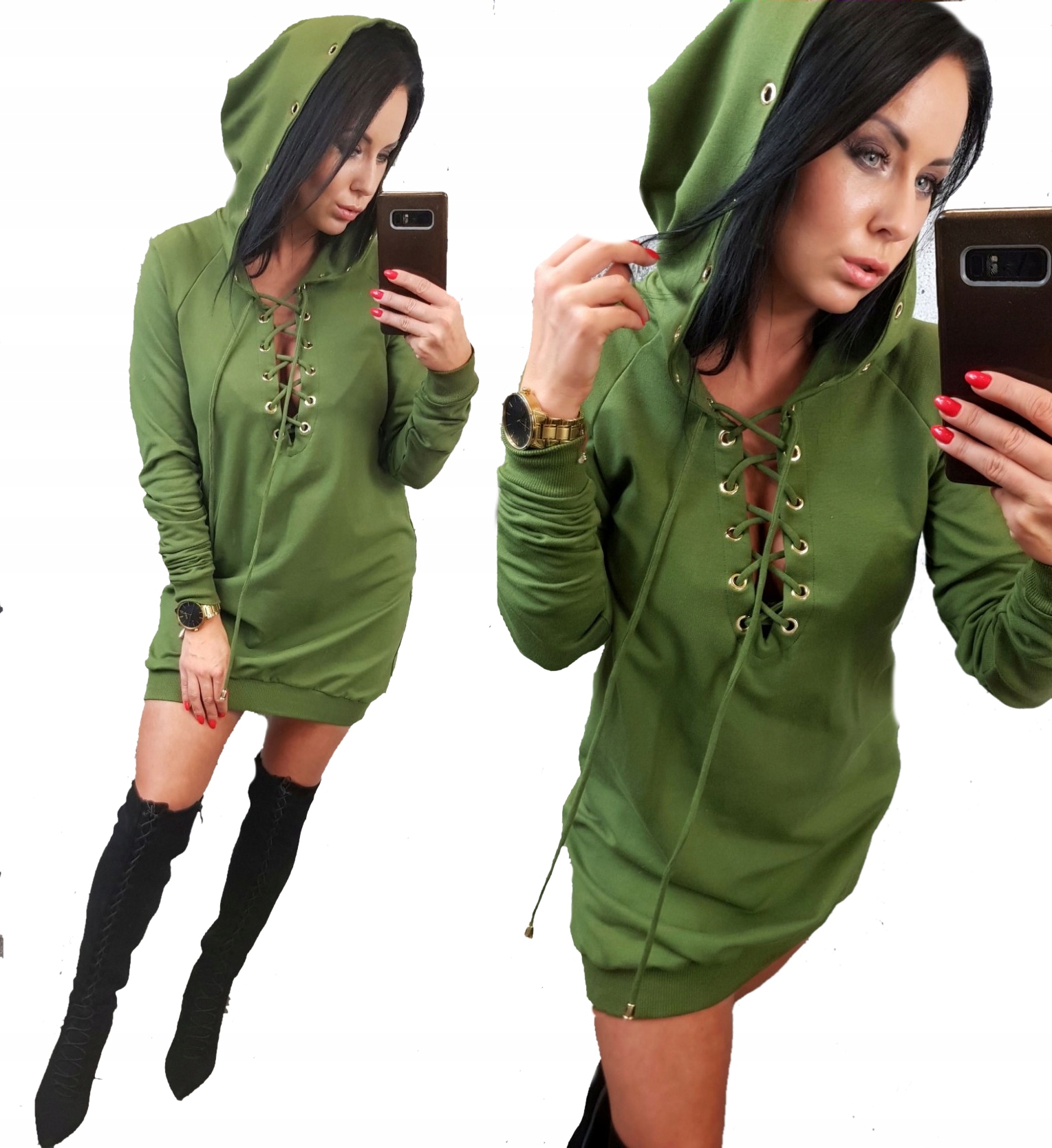 LipMar sexy výstřih se zavazovacími očky kapuce L 40