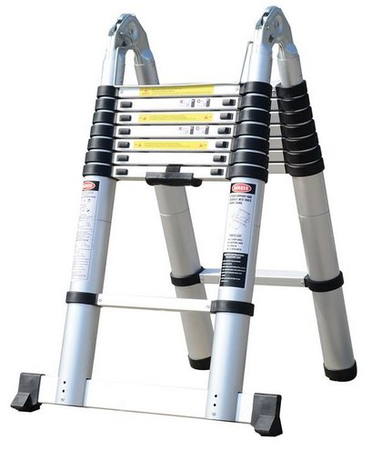 Rozkladacia teleskopická rebríková tyč hliníková 3,8 m 2x6 priečok 150 kg