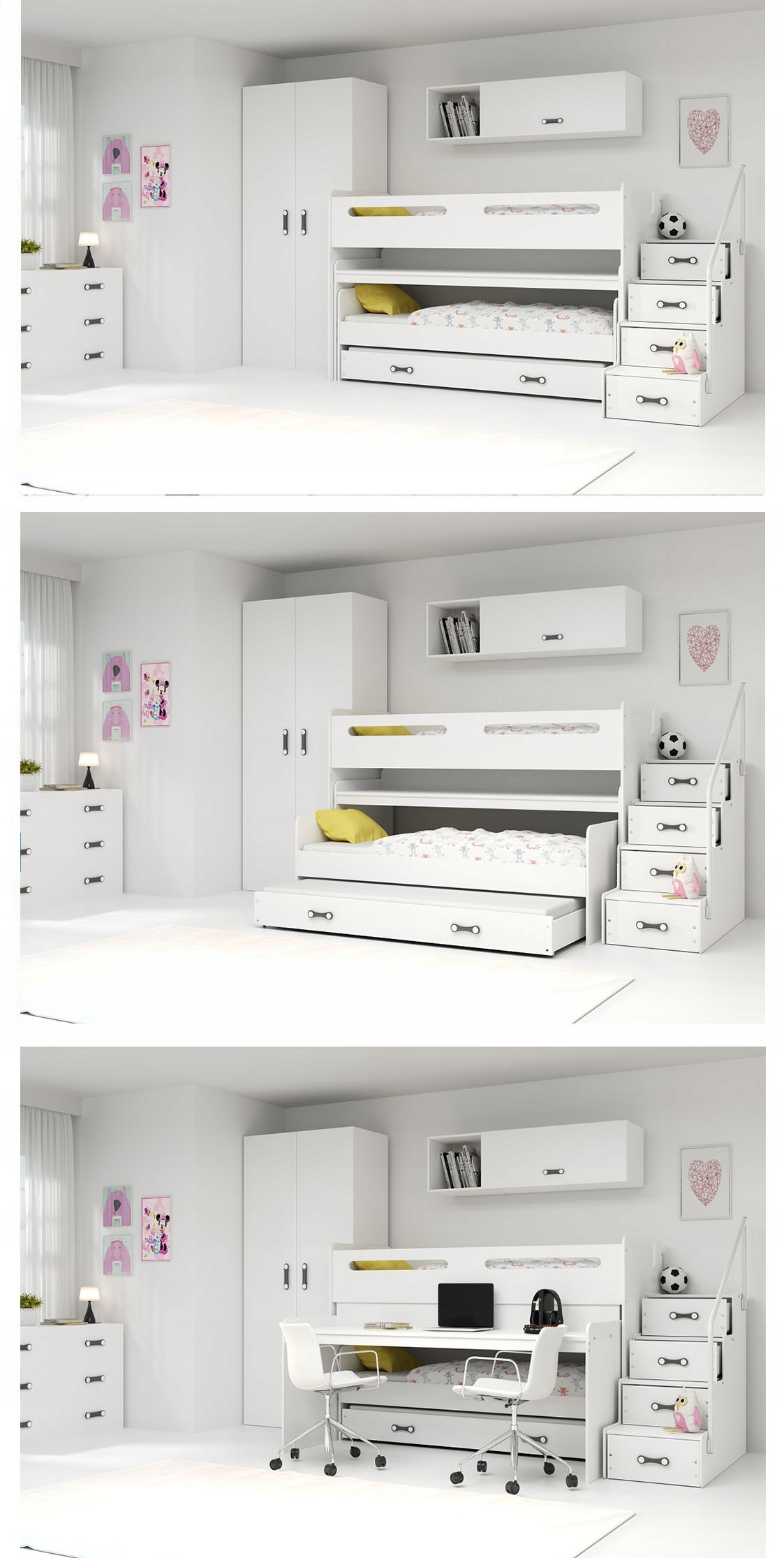 Łóżko piętrowe MAX 1 200x80 dla dzieci z BIURKIEM Marka INTERBEDS