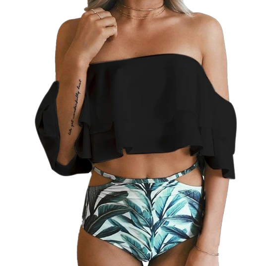 

Bikini Wysoki Stan Floral Falbanka Hiszpanka S