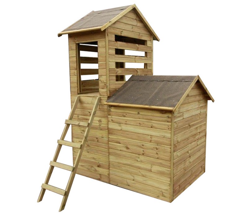 Drewniany Domek Ogrodowy Dla Dzieci Robert + Ślizg Szerokość 118 cm