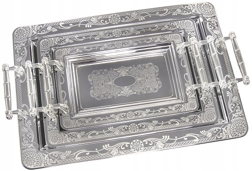 Zestaw zdobionych tac prostokątnych KH-4741