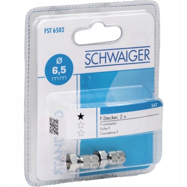 

Złącze 2x Wtyk Wkrętka F 6,5mm Komplet Schwaiger
