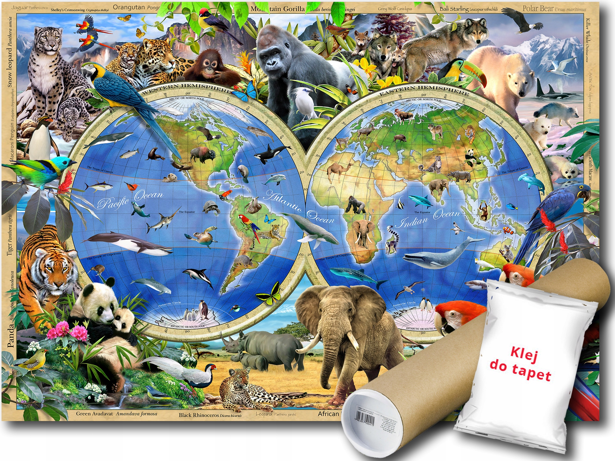 Fototapeta Flizelina Zvířata Mapa Světa 312x219