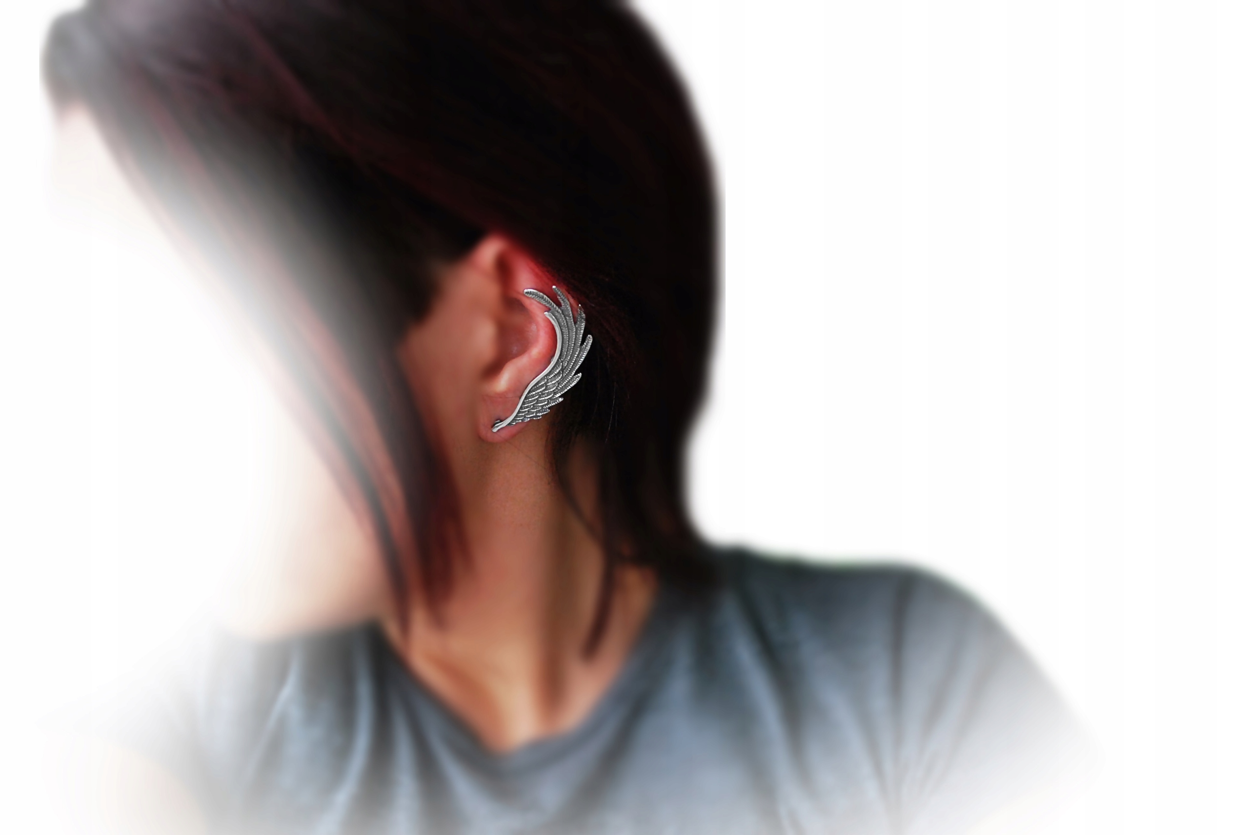 Pr.925 EAR CUFFS Skrzydło na całe lewe ucho PIÓRA