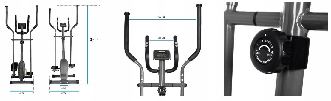 Orbi-Trek Trenażer Treningowy Rower Eliptyczny Domowy do 120kg Zipro Neon Waga produktu z opakowaniem jednostkowym 32 kg