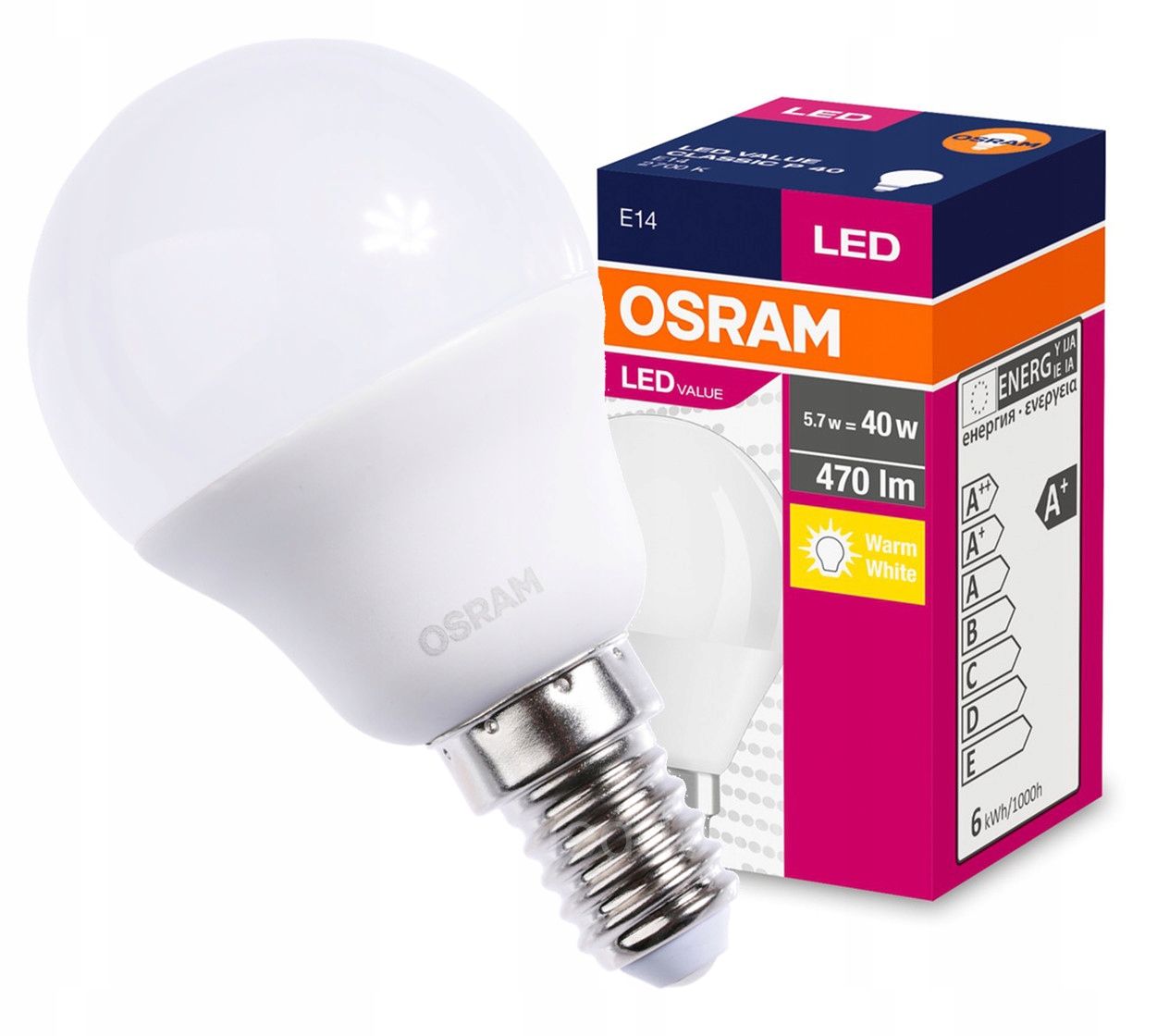 

Żarówka Led E14 5W 40W 470lm P40 2700K Osram