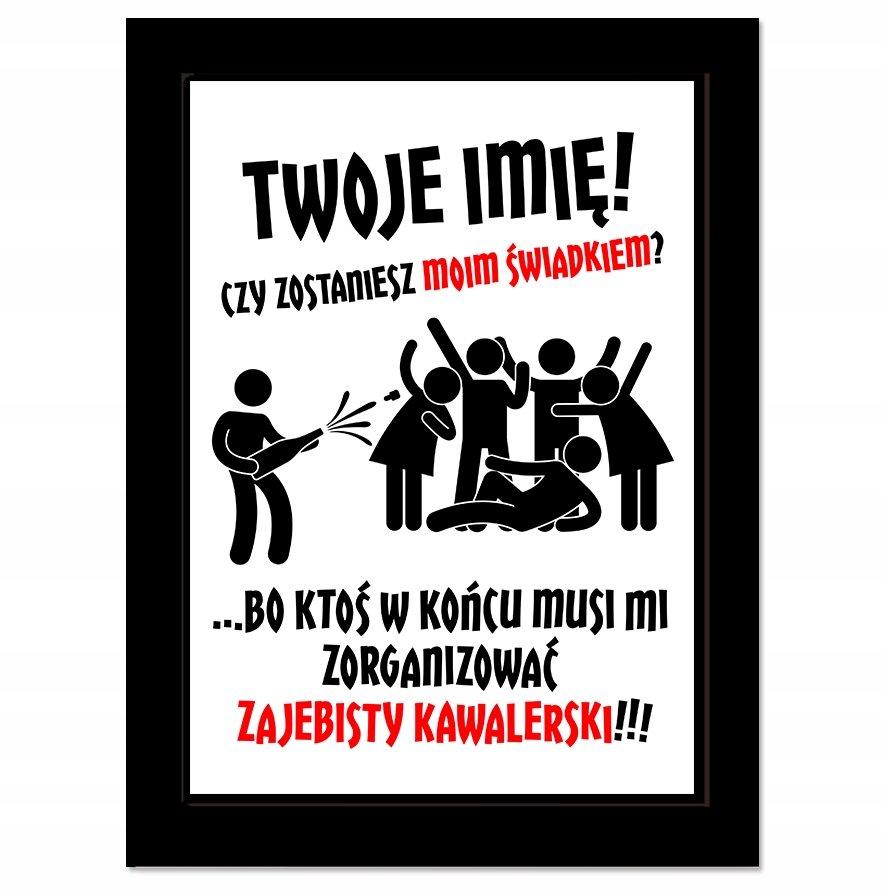 Dyplom w ramce zaproszenie dla ŚWIADKÓW ŚWIADKOWEJ